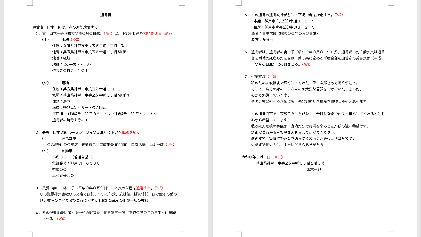 2020年最新サンプル付 自筆証書遺言の記載方法 相続のご相談は神戸の税理士 御影みらい相続センター